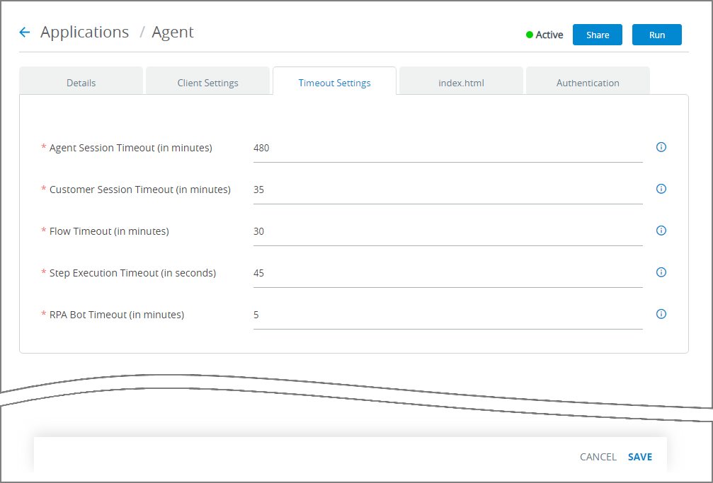 Timeout Settings For Applications Uniphore Support