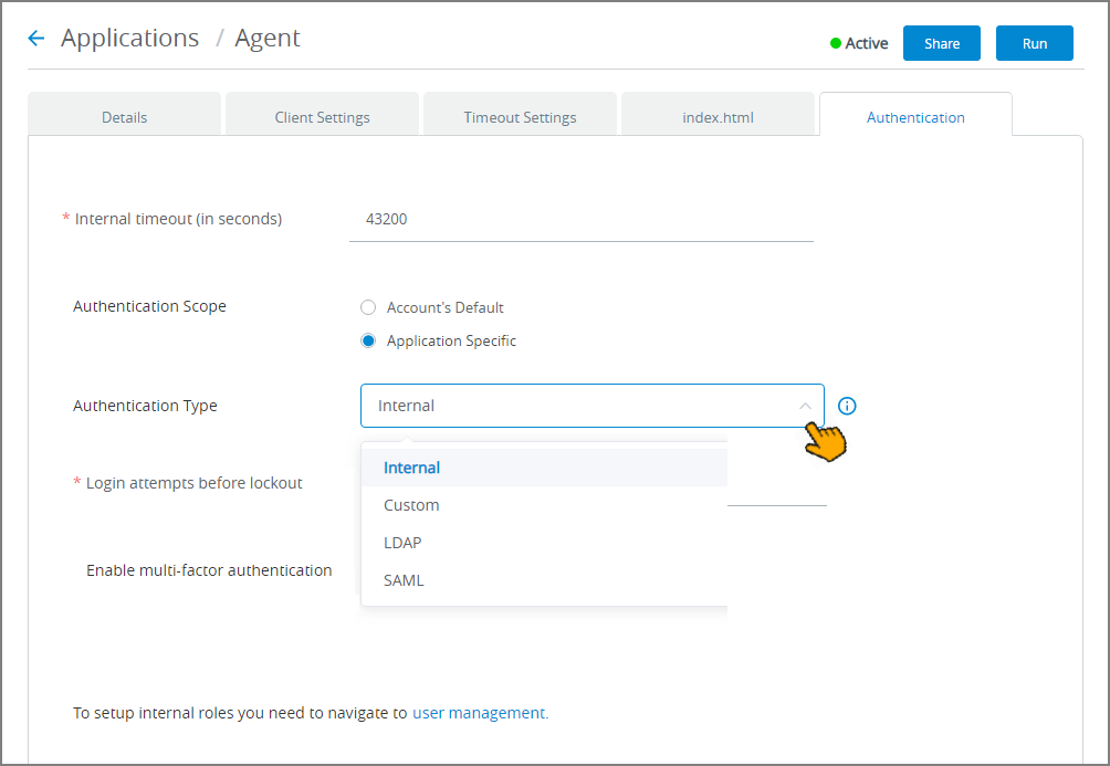 Authentication Settings for Applications – Uniphore Support