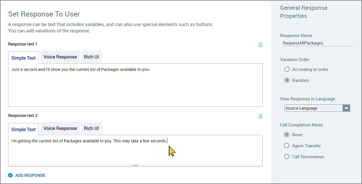 Using Multiple Languages in a Response Element – Uniphore Support